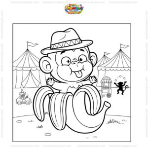 Tranh tô màu Chimpanzini Bananini đội mũ