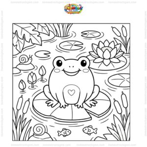Tranh tô màu con ếch chibi