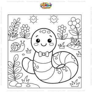 Tranh tô màu con giun cười