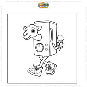 Tranh tô màu Frigo Camello cầm kem