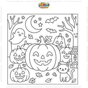 Tranh tô màu Halloween bí ngô