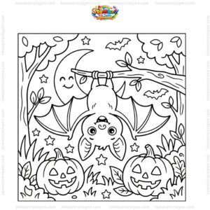 Tranh tô màu Halloween con dơi