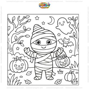 Tranh tô màu Halloween xác ướp
