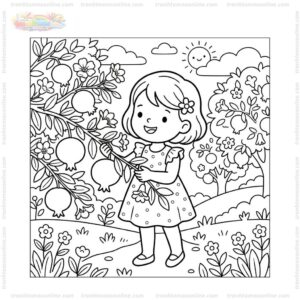 Tranh tô màu hoa lựu và bé Tranh tô màu hoa lựu và bé