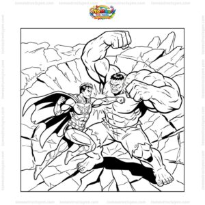 Tranh tô màu Hulk chiến đấu