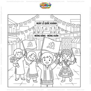 Tranh tô màu lá cờ Đảng treo ngày lễ