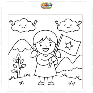 Tranh tô màu lá cờ Việt Nam cầm tay