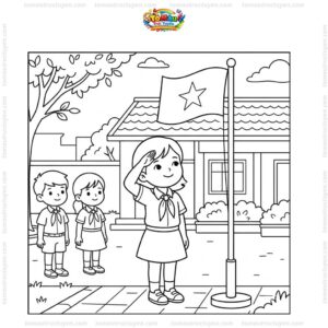 Tranh tô màu lễ thượng cờ đội viên