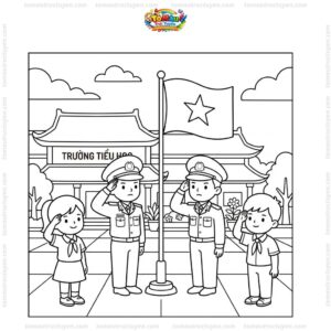 Tranh tô màu lễ thượng cờ trang nghiêm