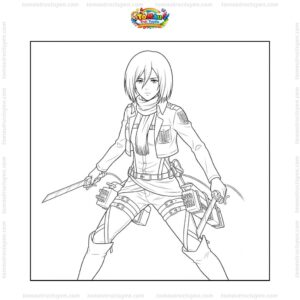 Tranh tô màu Mikasa Ackerman