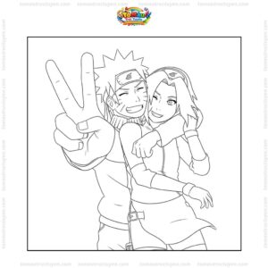 Tranh tô màu Naruto và Sakura