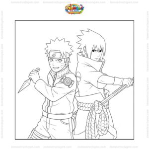 Tranh tô màu Naruto và Sasuke