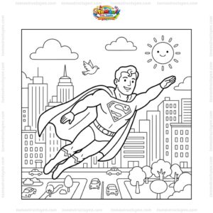 Tranh tô màu Superman bay Tranh tô màu Superman bay