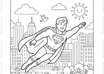 Tranh tô màu Superman bay