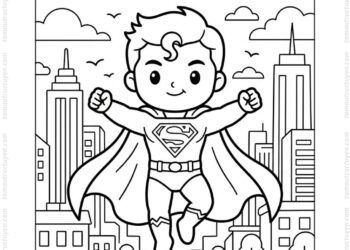 Tranh tô màu Superman chibi