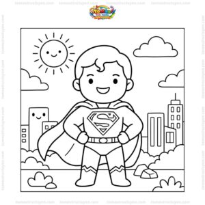 Tranh tô màu Superman cute Tranh tô màu Superman cute