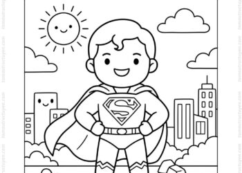 Tranh tô màu Superman cute