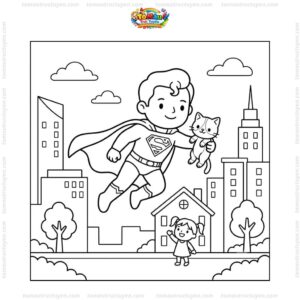 Tranh tô màu Superman cứu hộ Tranh tô màu Superman cứu hộ