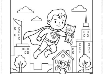 Tranh tô màu Superman cứu hộ