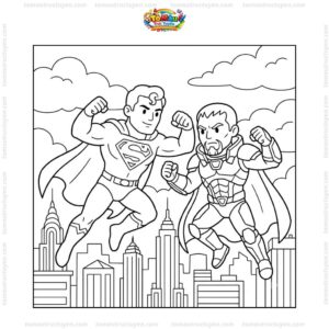 Tranh tô màu Superman đấu Zod Tranh tô màu Superman đấu Zod