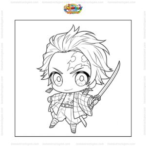 Tranh tô màu Tanjiro chibi