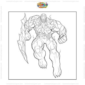 Tranh tô màu Venom cầm rìu Tranh tô màu Venom cầm rìu