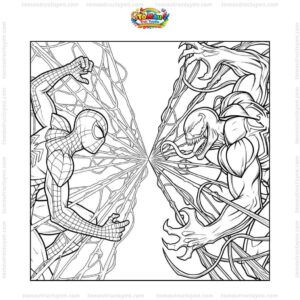 Tranh tô màu Venom và Spider-Man Tranh tô màu Venom và Spider-Man