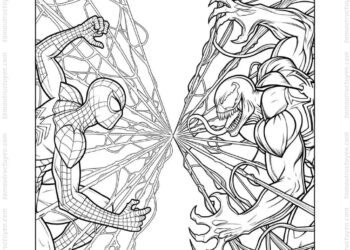 Tranh tô màu Venom và Spider-Man
