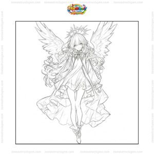 Tranh tô màu anime girl ngầu thiên thần Tranh tô màu anime girl ngầu thiên thần