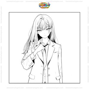 Tranh tô màu anime girl ngầu tóc dài Tranh tô màu anime girl ngầu tóc dài