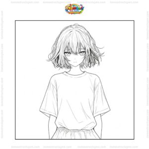 Tranh tô màu anime girl ngầu tóc ngắn Tranh tô màu anime girl ngầu tóc ngắn