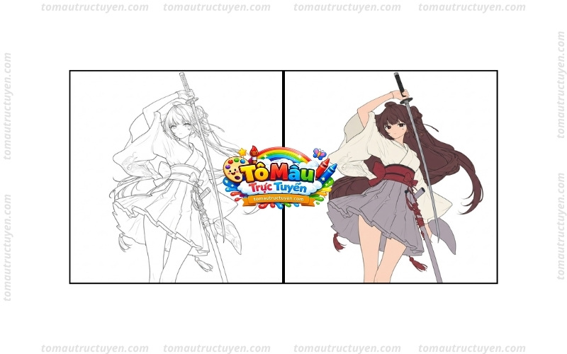 tranh tô màu anime girl ngầu