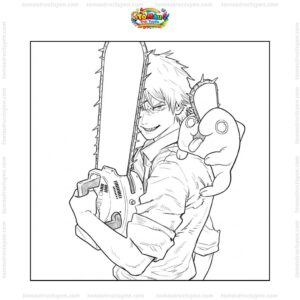 Tranh tô màu Chainsaw Man chiến đấu