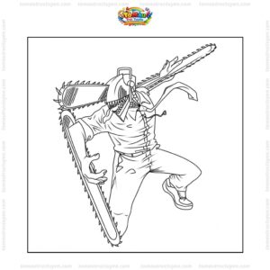 Tranh tô màu Chainsaw Man cưa máy