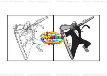 tranh tô màu chainsaw man