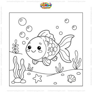 Tranh tô màu con cá vàng cute
