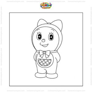 Tranh tô màu Doremi đeo nơ Tranh tô màu Doremi đeo nơ