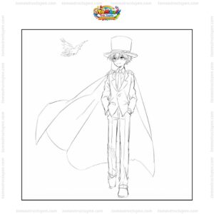 Tranh tô màu Kaito Kid áo choàng Tranh tô màu Kaito Kid áo choàng