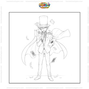 Tranh tô màu Kaito Kid tung bài Tranh tô màu Kaito Kid tung bài