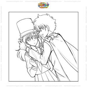 Tranh tô màu Kaito Kid và Aoko Tranh tô màu Kaito Kid và Aoko