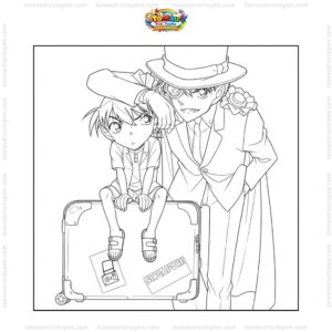 Tranh tô màu Kaito Kid và Conan Tranh tô màu Kaito Kid và Conan