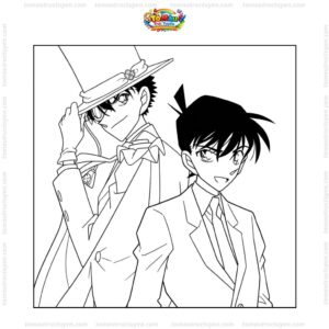 Tranh tô màu Kaito Kid và Shinichi Tranh tô màu Kaito Kid và Shinichi