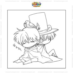 Tranh tô màu Kudo Shinichi và Kid