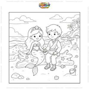 Tranh tô màu nàng tiên cá và hoàng tử