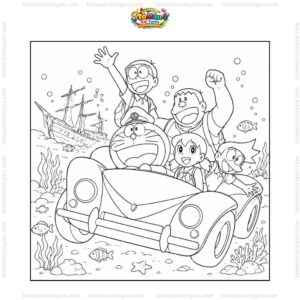 Tranh tô màu Nobita và Lâu Đài Dưới Đáy Biển