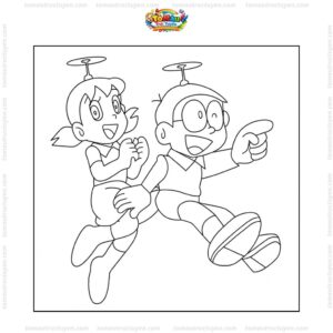 Tranh tô màu Nobita và Xuka