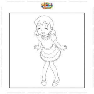 Tranh tô màu Shizuka mặc váy