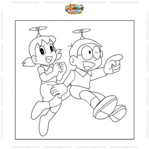 Tranh tô màu Shizuka và Nobita