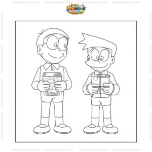 Tranh tô màu Xeko và Nobita