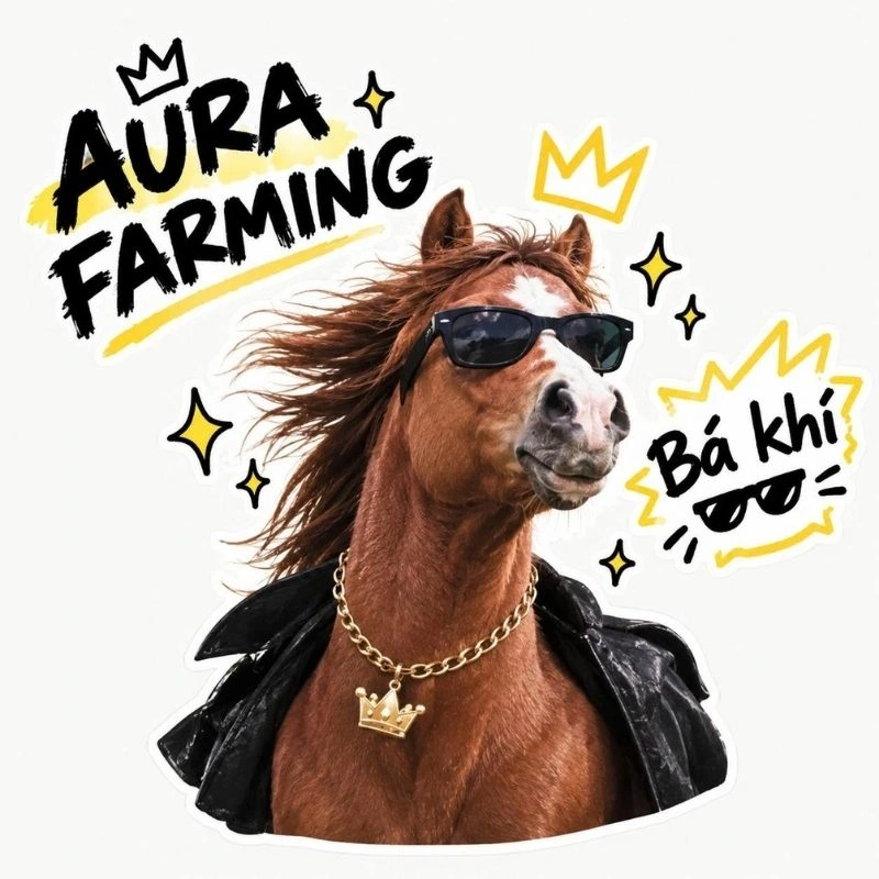 Chú ngựa đeo kính mát aura farming cực ngầu